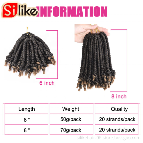 6-8inch Pre-twisted Spring bomb Twists Crochet Braids Synthetic Braiding Hair Extension Bob Spring short Twist  styles Hair